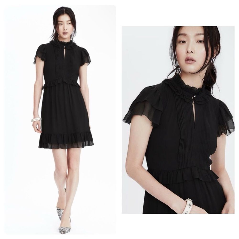 Banana Republic Heritage Pleated Ruffle Neck Dress